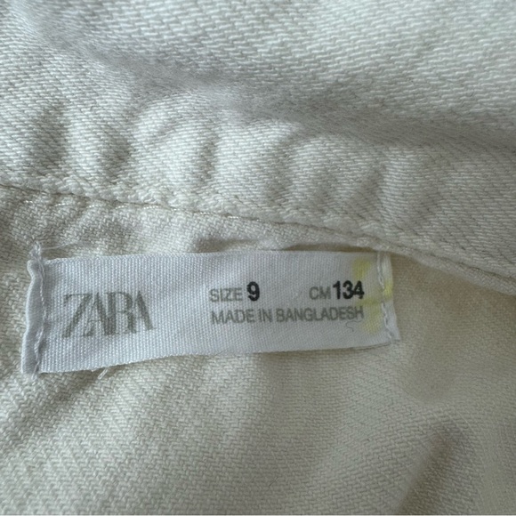 Zara Girls White One Piece Denim Romper Jumpsuit Size 9 - Picture 7 of 10